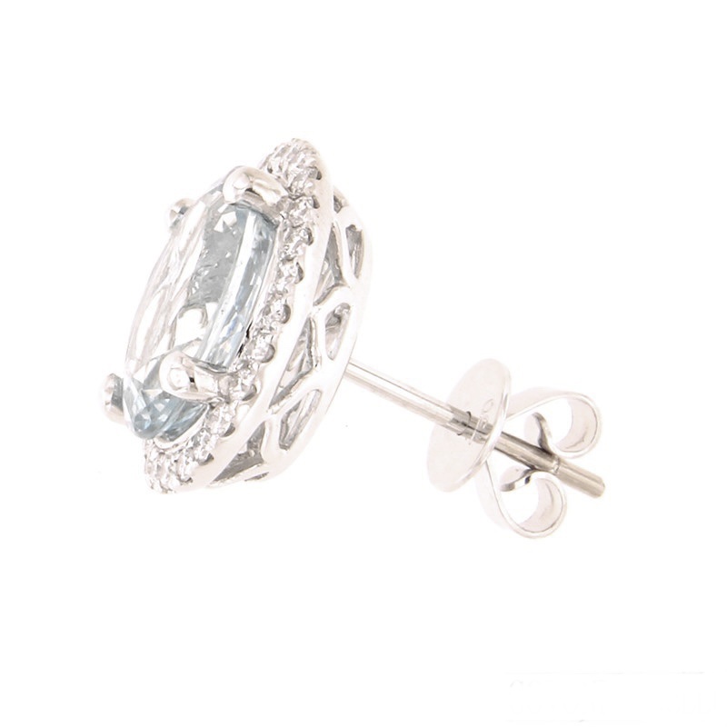 Gemondo Orecchini Perno In Oro Bianco 9ct Con Acquamarina A Pera 0.59ct
